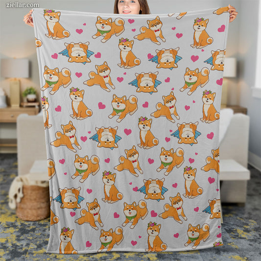 Fox Pattern Quilt Blanket, Fleece Blanket with Cute Repeating Fox Design for Animal Lovers