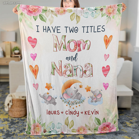 Mom and Nana Quilt Blanket, Fleece Blanket with Floral Design for Mothers and Grandmas