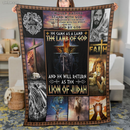Lion of Judah Quilt Blanket, Fleece Blanket with Christian Theme and Powerful Biblical Imagery