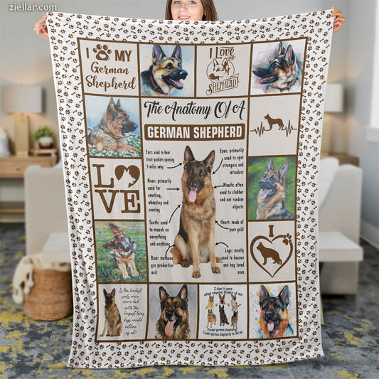German Shepherd Dog Quilt Blanket, Fleece Blanket Gift for Pet Lovers, Custom Name Personalized