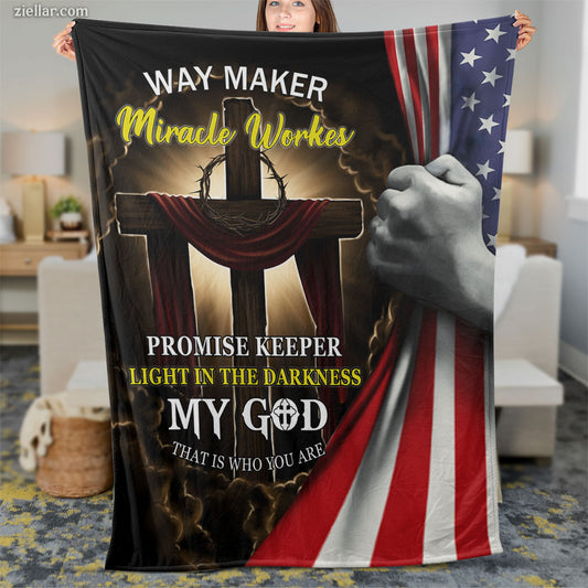 Christian Cross God Quilt Blanket, Fleece Blanket Gift for Faith Lovers, Custom Name Personalized