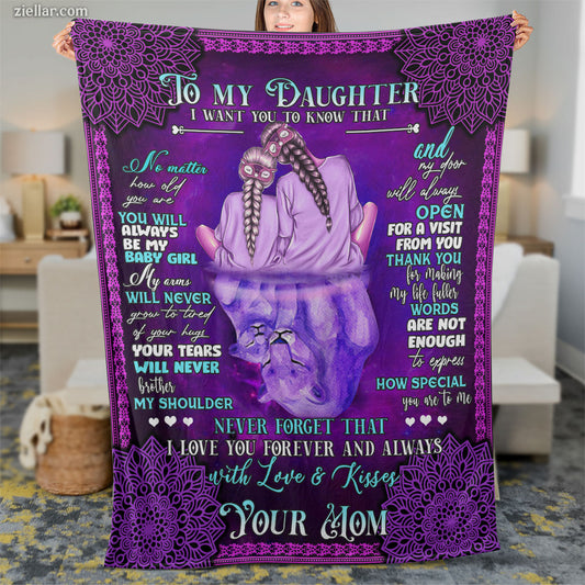 To My Daughter Quilt Blanket, Fleece Blanket Gift with Angel Wings from Mom, Custome Name Option