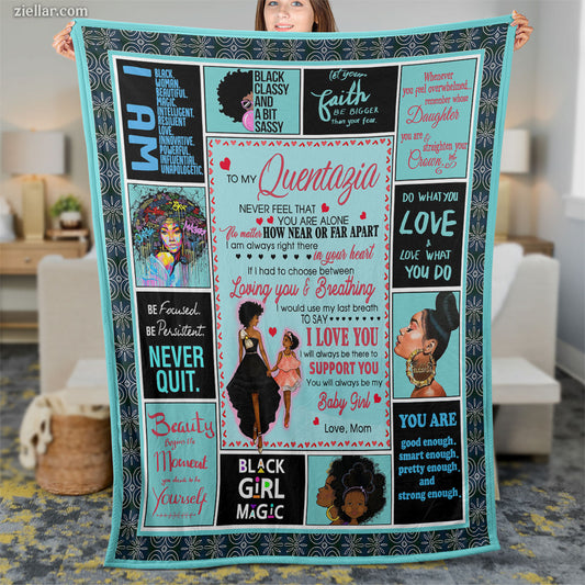 Empowering Black Girl Magic Quilt Blanket, Fleece Blanket Gift with Quotes, Personalized Design