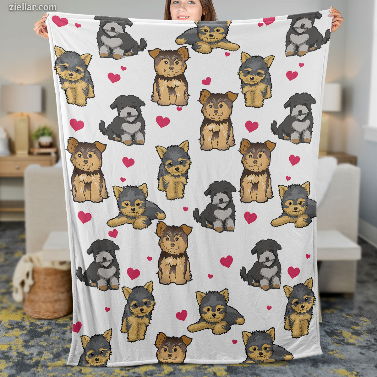 Cute Puppies Cartoon Pattern Quilt Blanket, Fleece Blanket Gift for Dog Lovers and Kids