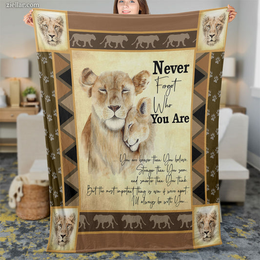 To My Daughter Lioness Quilt Blanket, Fleece Blanket Gift with Encouraging Words, Personalized