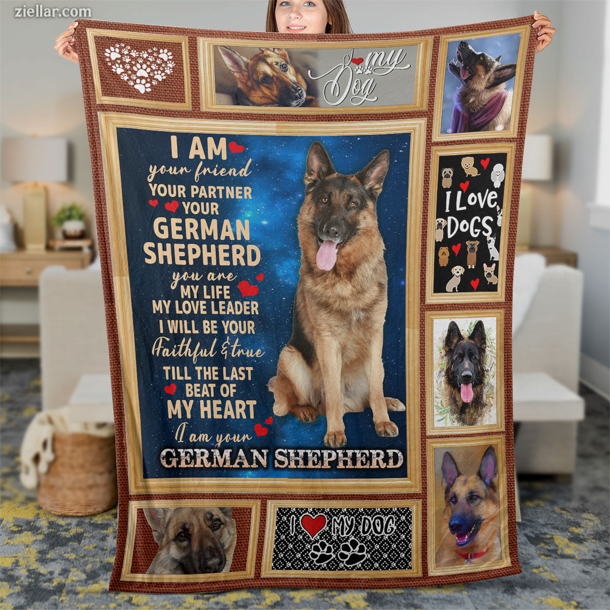 German Shepherd Dog Mom Quilt Blanket, Fleece Blanket Gift with Love Quote, Custome Name