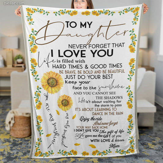 To My Daughter Autumn Quilt Blanket, Fleece Blanket Gift with Positive Life Advice, Custome Name