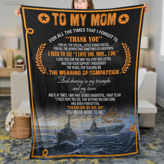 To My Mom Quilt Blanket, Fleece Blanket Gift with Heartfelt Thank You Message, Custome Name