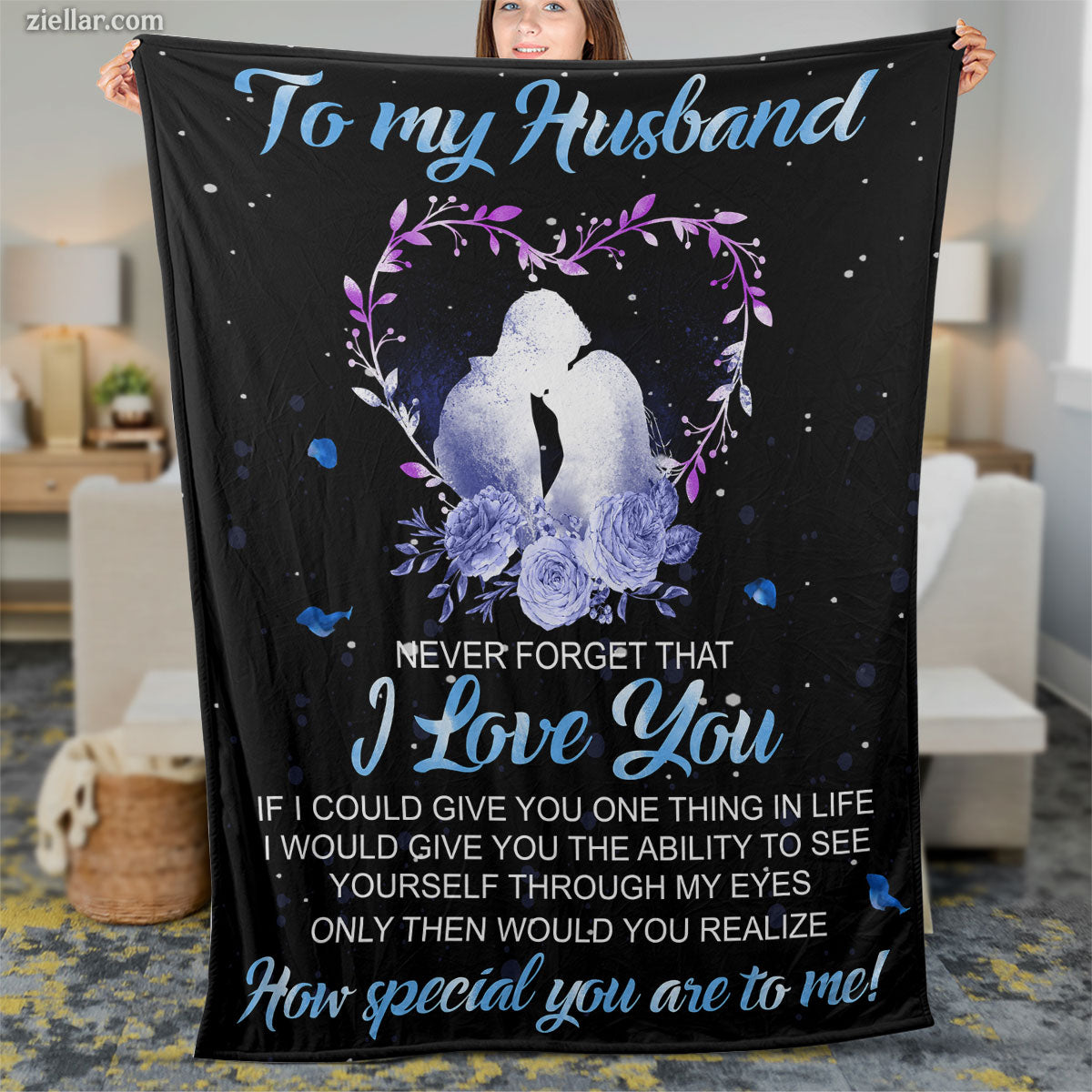 To My Husband Quilt Blanket, Fleece Blanket Gift for Husband with Romantic Note, Personalized