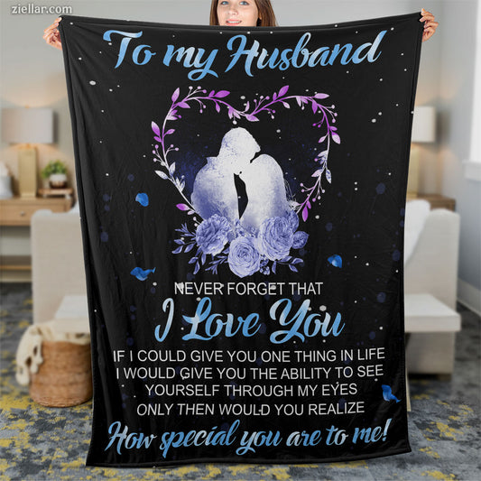 To My Husband Quilt Blanket, Fleece Blanket Gift for Husband with Romantic Note, Personalized
