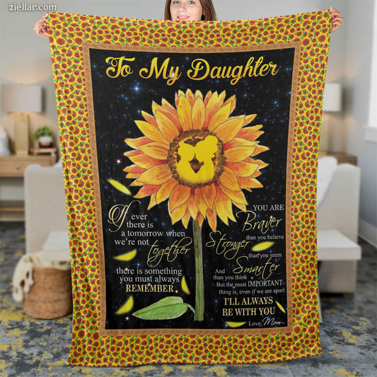 To My Daughter Sunflower Quilt Blanket, Fleece Blanket Gift with Meaningful Quote, Custome Name