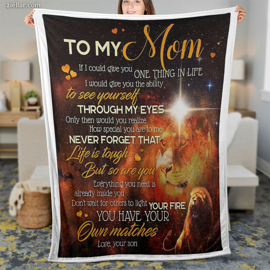 To My Mom Quilt Blanket, Fleece Blanket Gift from Daughter with Inspirational Quote, Custome Name
