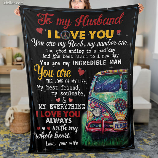 To My Husband Quilt Blanket, Fleece Blanket Gift from Wife with Cowboy Theme, Custome Name