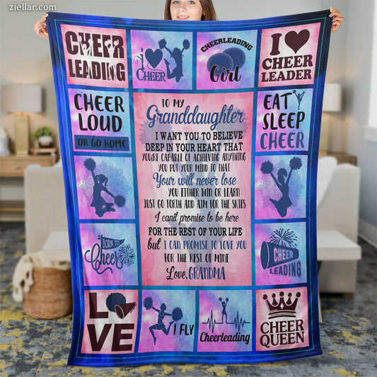 Cheerleading Quotes Quilt Blanket, Fleece Blanket Gift for Cheerleader Girls and Teen Athletes