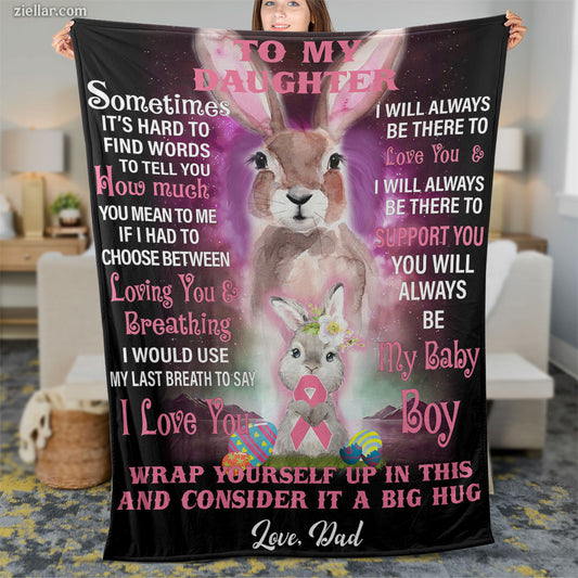 To My Mom Quilt Blanket, Fleece Blanket Gift from Daughter with Pink Galaxy Theme, Custome Name