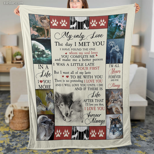 To My Only Love Quilt Blanket, Fleece Blanket Gift with Cats, Vintage Love Message, Custome Name