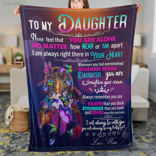To My Daughter Quilt Blanket, Fleece Blanket Gift with Rainbow Unicorn, Encouragement, Custome Name