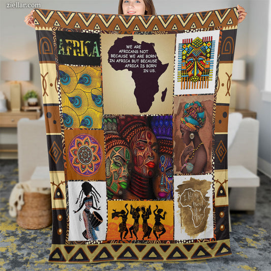 African Woman Quilt Blanket, Fleece Blanket with Tribal Patterns, Afro Hair, Ethnic Culture Art