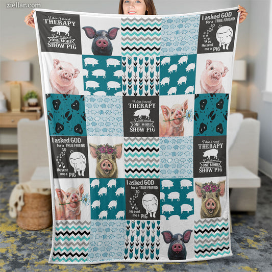 Farm Animal Patchwork Quilt Blanket, Fleece Blanket with Pigs, Cows, Goats, Funny Quotes Design