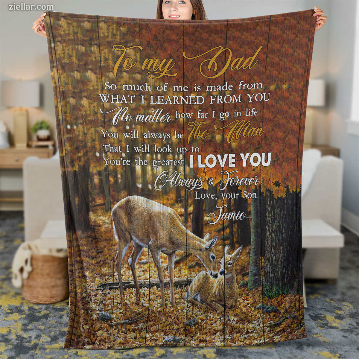 To My Dad Quilt Blanket, Fleece Blanket Gift from Daughter or Son, Personalized Message