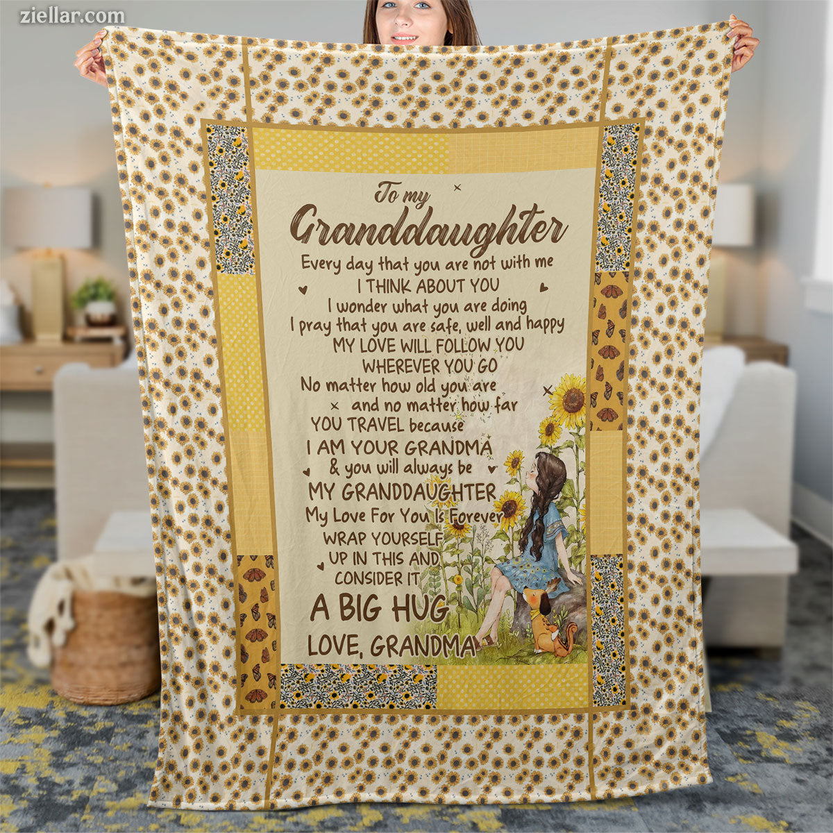 To My Granddaughter Quilt Blanket, Fleece Blanket Gift from Grandma, Custome Name Option