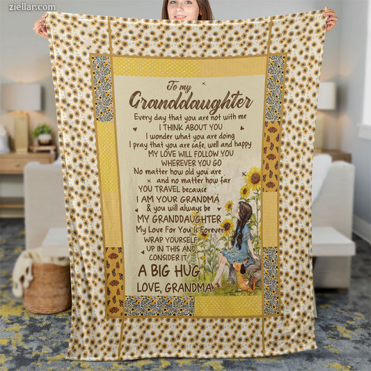 To My Granddaughter Quilt Blanket, Fleece Blanket Gift from Grandma, Custome Name Option
