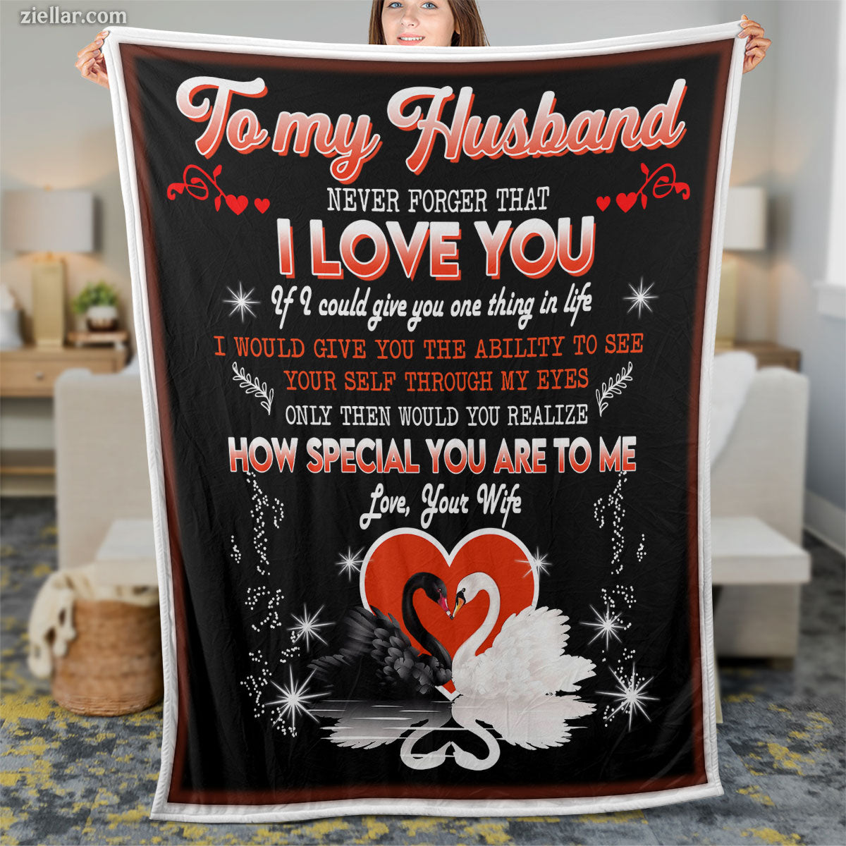 To My Husband Quilt Blanket, Fleece Blanket Romantic Gift from Wife, Custome Name Option