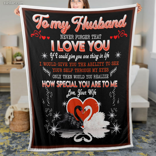 To My Husband Quilt Blanket, Fleece Blanket Romantic Gift from Wife, Custome Name Option