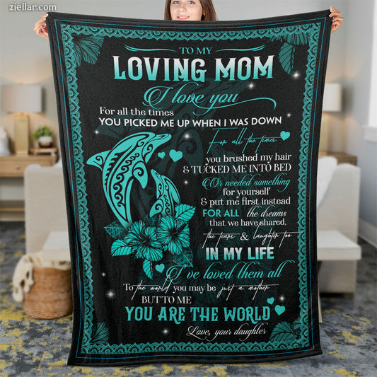 To My Loving Mom Quilt Blanket, Fleece Blanket Gift from Son or Daughter, Personalized