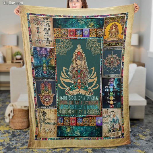 Elephant Mandala Quilt Blanket, Fleece Blanket Boho Spiritual Hindu Art Colorful Design