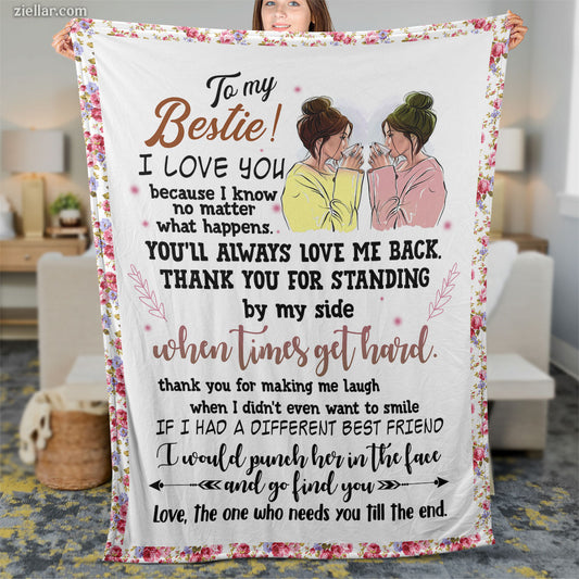 To My Bestie Quilt Blanket, Fleece Blanket Gift for Best Friend, Custome Name Option