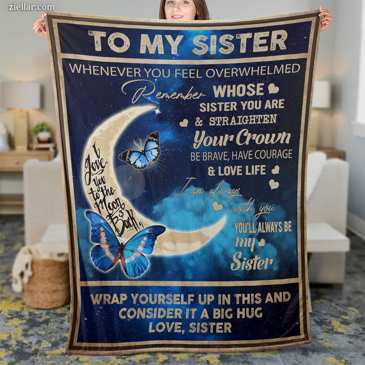 To My Sister Quilt Blanket, Fleece Blanket Gift of Encouragement, Custome Name Option