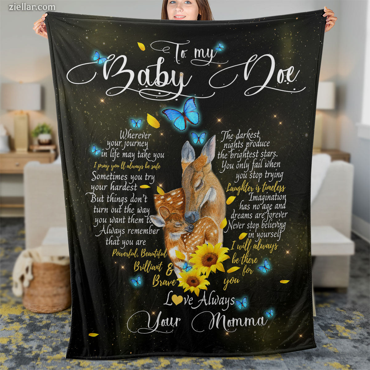 To My Baby Dog Quilt Blanket, Fleece Blanket Personalized Pet Gift from Loving Momma