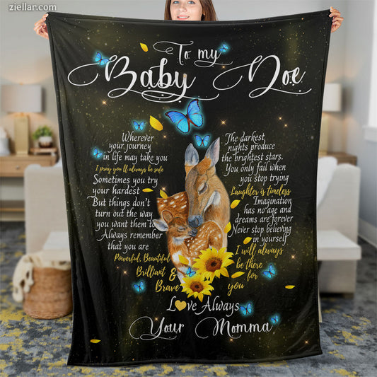 To My Baby Dog Quilt Blanket, Fleece Blanket Personalized Pet Gift from Loving Momma