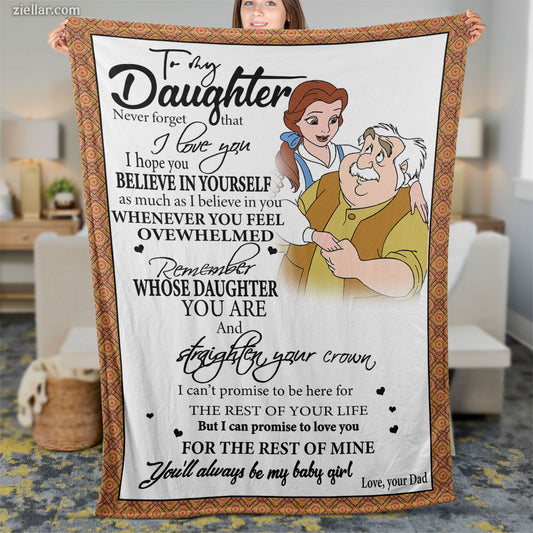 To My Daughter Quilt Blanket, Fleece Blanket Disney-Inspired Love Gift, Custome Name Option