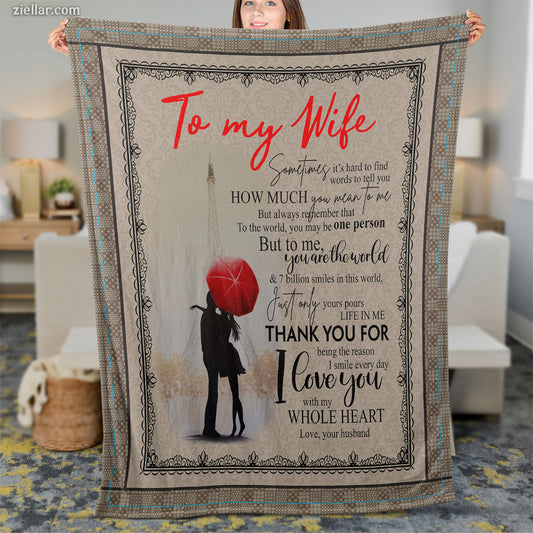 To My Wife Quilt Blanket, Fleece Blanket Love Letter Theme Gift, Personalized Custome Name