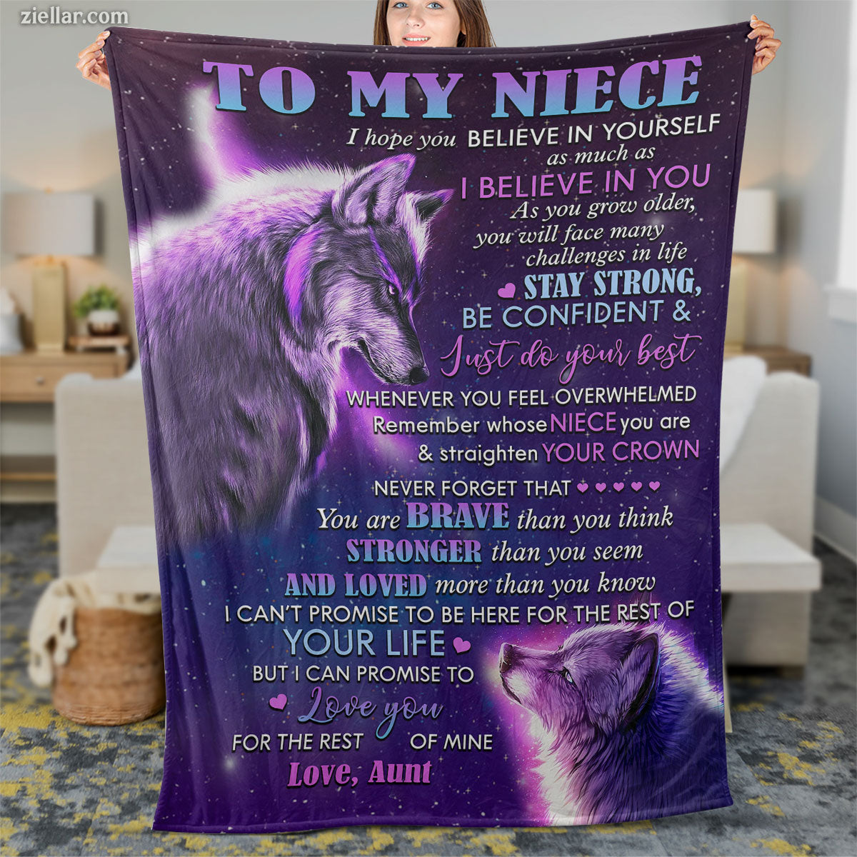 To My Niece Quilt Blanket, Fleece Blanket Purple Galaxy Theme, Motivational Gift, Custome Name