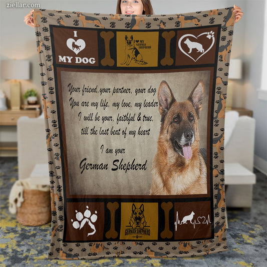 German Shepherd Quilt Blanket, Fleece Blanket Dog Memorial Gift for Pet Lovers