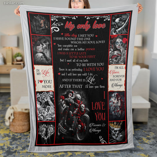 To My Wife Quilt Blanket, Fleece Blanket Gift from Husband Red Black Romantic Theme, Custome Name