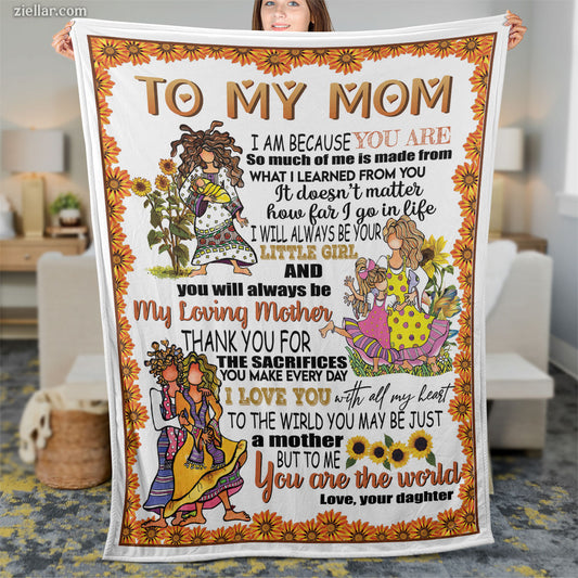 To My Mom Quilt Blanket, Fleece Blanket Floral Love Letter Gift from Daughter, Custome Name