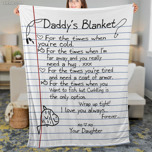 Daddy’s Blanket Quilt Blanket, Fleece Blanket Letter Design Gift from Daughter to Dad