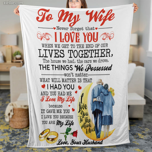 To My Wife Quilt Blanket, Fleece Blanket Graduation Theme Gift from Husband, Custome Name Option