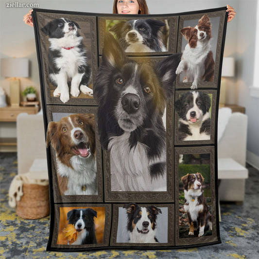 Dog Collage Quilt Blanket, Fleece Blanket Featuring Cute Puppy Faces for Dog Lovers Gift