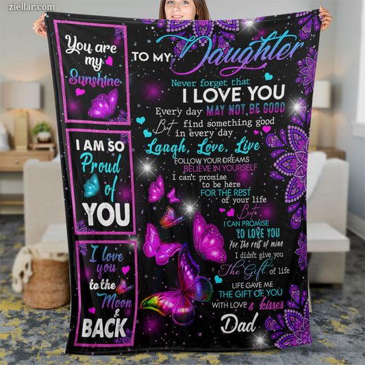 To My Daughter Quilt Blanket, Fleece Blanket Love Note Encouragement from Dad
