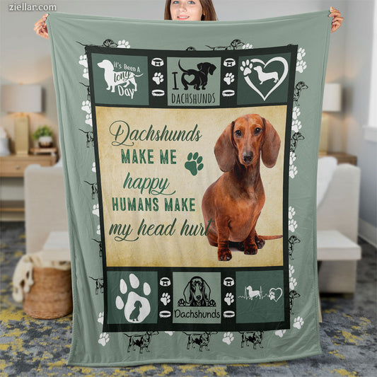 Dachshund Dog Lover Quilt Blanket, Fleece Blanket Pet Gift for Dog Mom, Custome Name
