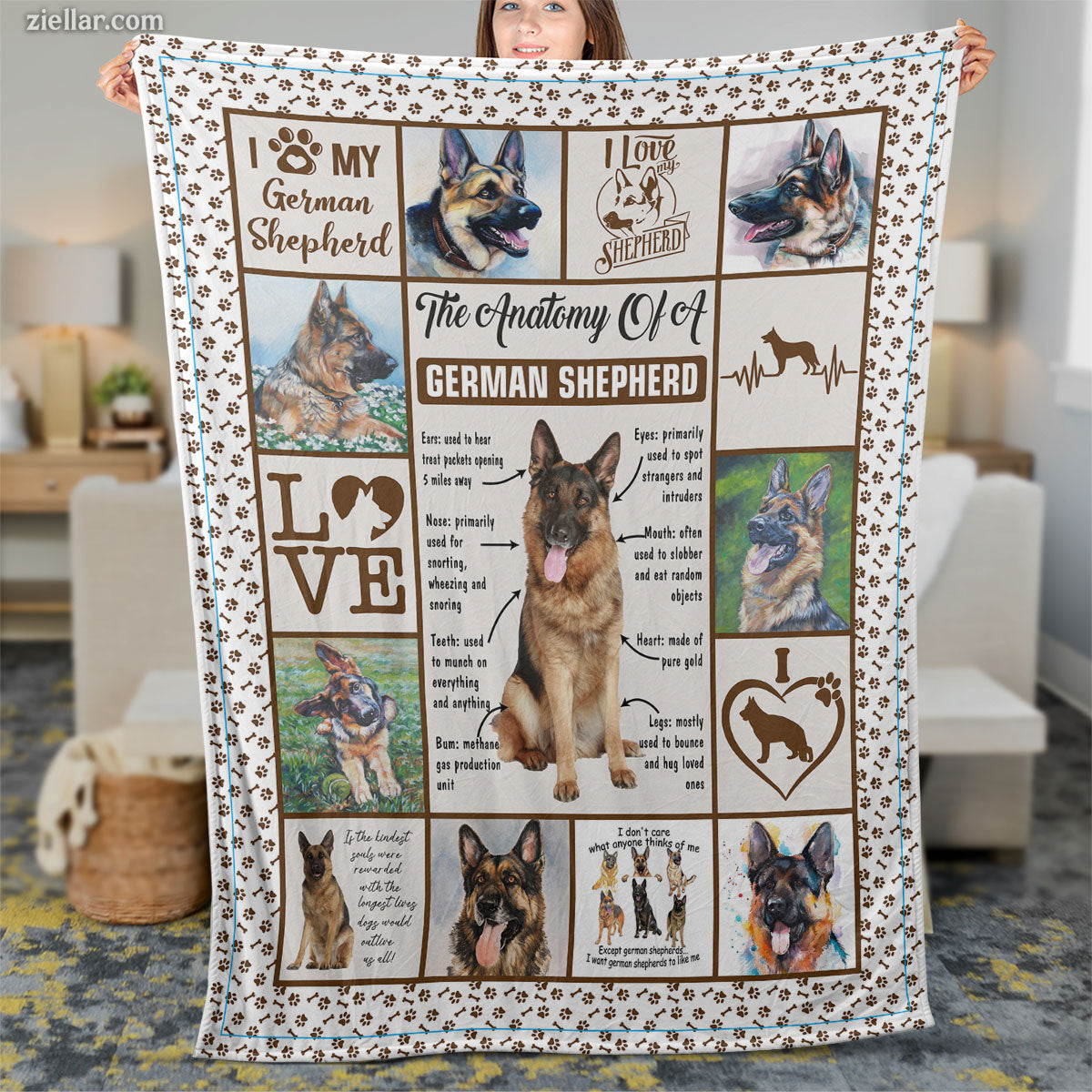 German Shepherd Dog Quilt Blanket, Fleece Blanket Personalized Gift for Dog Lovers