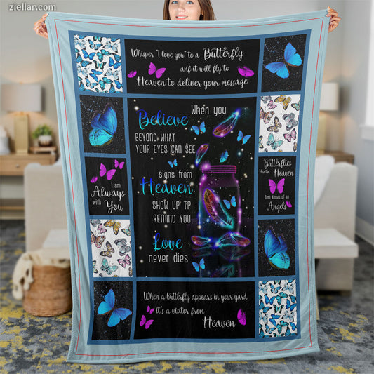 Butterfly Quote Quilt Blanket, Fleece Blanket for Inspiration and Strength, Custome Name
