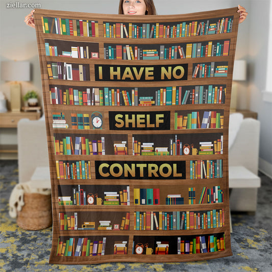 Bookshelf Print Quilt Blanket, Fleece Blanket Funny Reading Gift for Bookworms
