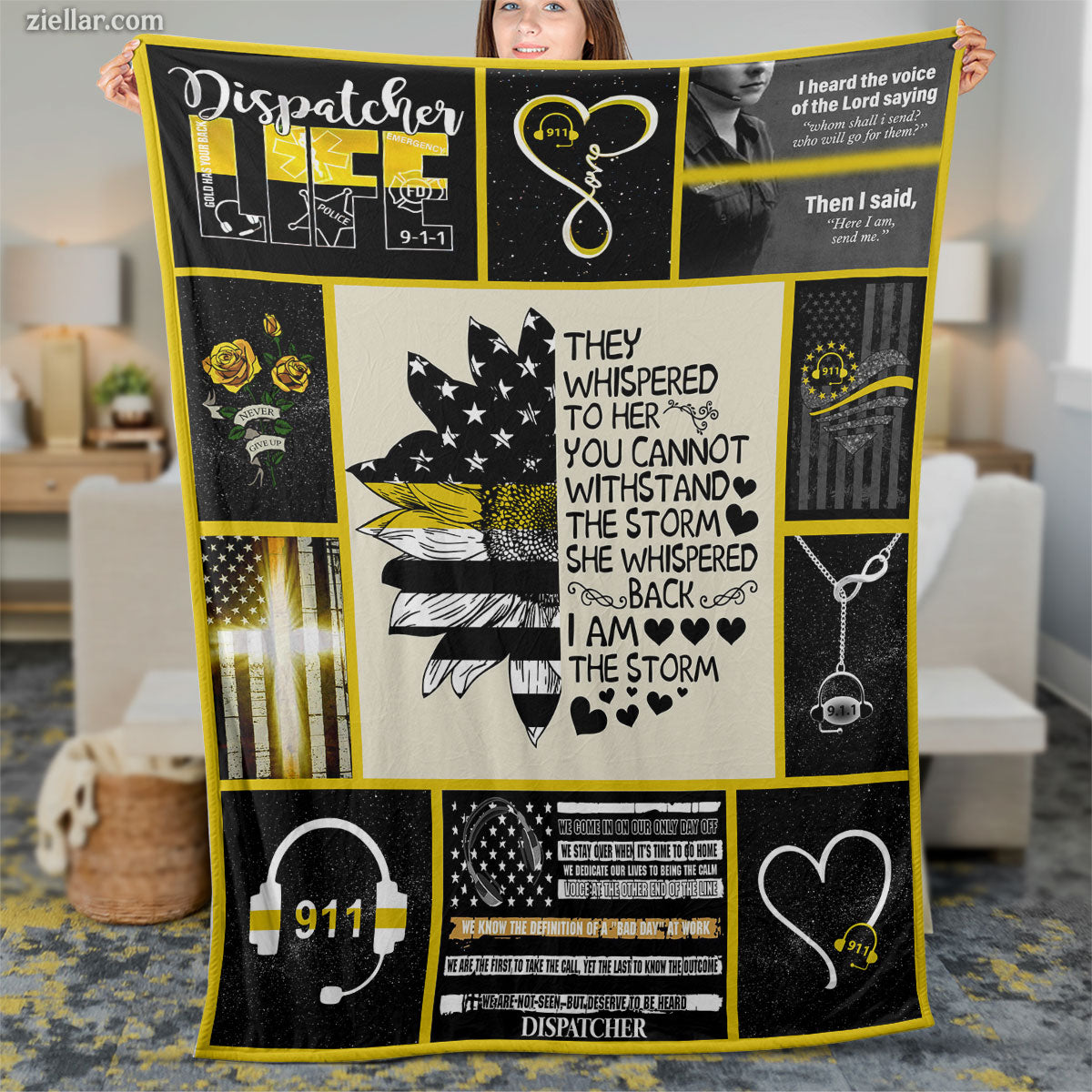 911 Dispatcher Quilt Blanket, Fleece Blanket Emergency Responder Gift, Personalized