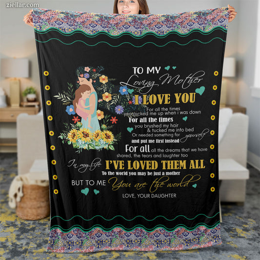 To My Wife Quilt Blanket, Fleece Blanket Cute Family-Themed Gift for Loving Wife